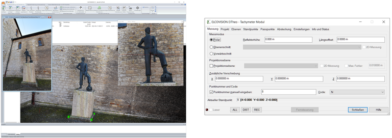 Davidsstatue in Schaffhausen und Screenshot von ELCOVISION ELTheo